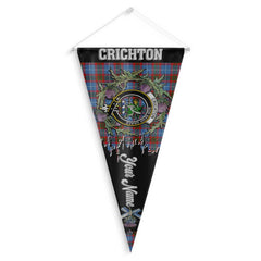 Clan Crichton Tartan Felt Pennant Crest And Plaid Basic Style