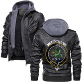 Clan Crichton Tartan Zip Leather Jacket Crest And Plaid Basic Style