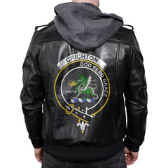 Clan Crichton Tartan Zip Leather Jacket Crest And Plaid Basic Style