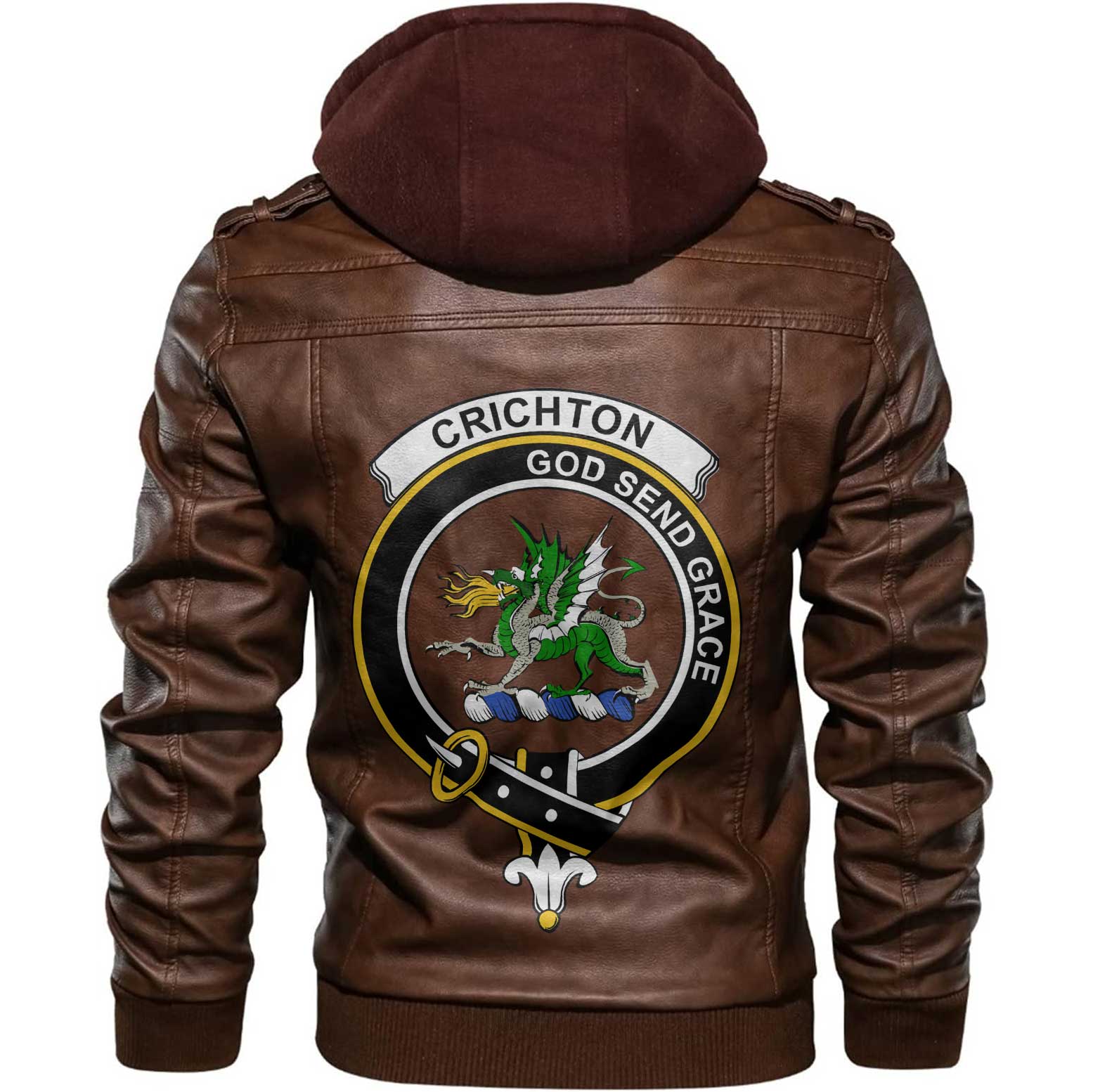 Clan Crichton Tartan Zip Leather Jacket Crest And Plaid Basic Style