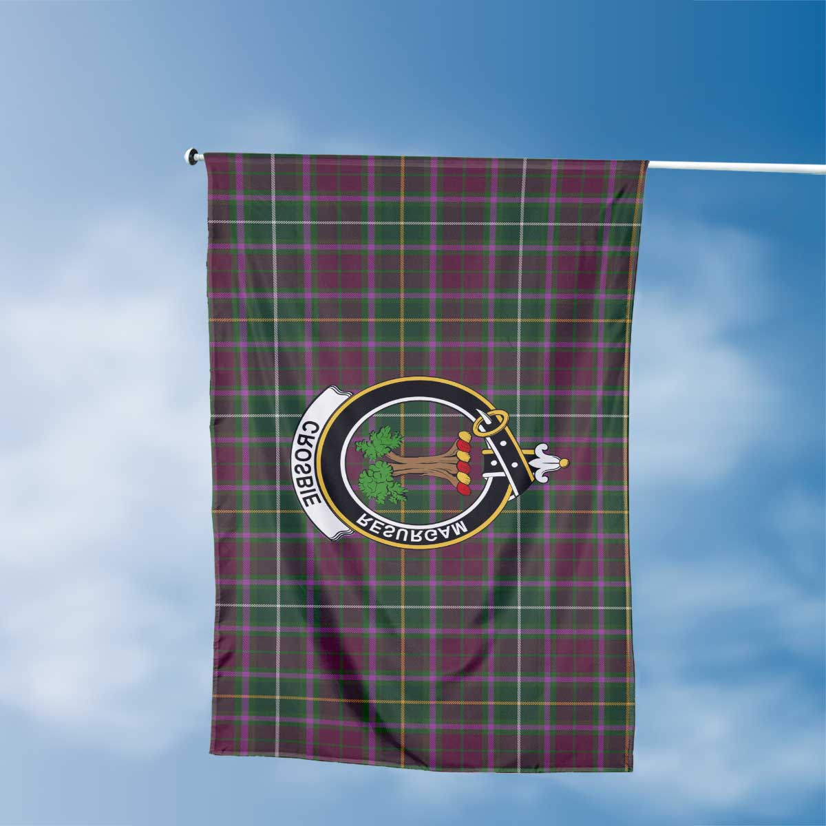 Clan Crosbie Tartan Flag Crest And Plaid Basic Style