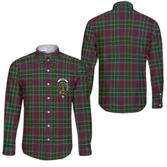 Clan Crosbie Tartan Long Sleeve Button Shirt Crest And Plaid Basic Style