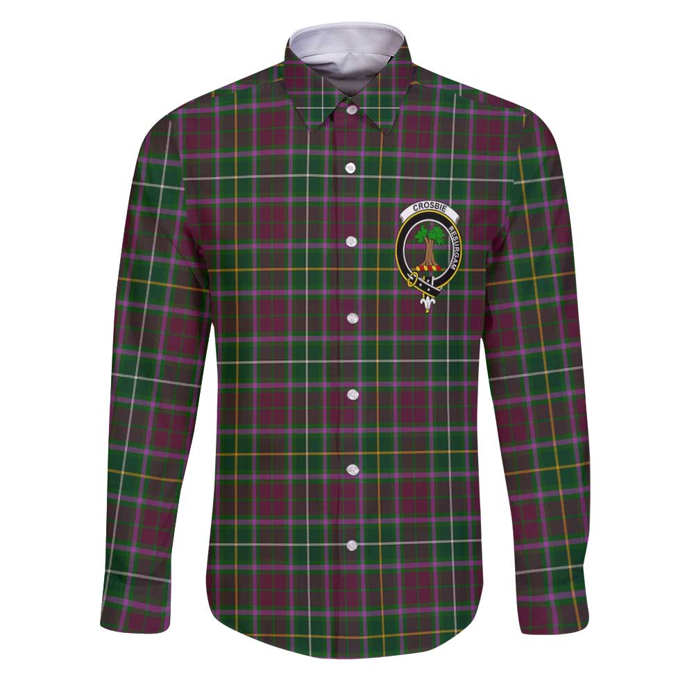 Clan Crosbie Tartan Long Sleeve Button Shirt Crest And Plaid Basic Style