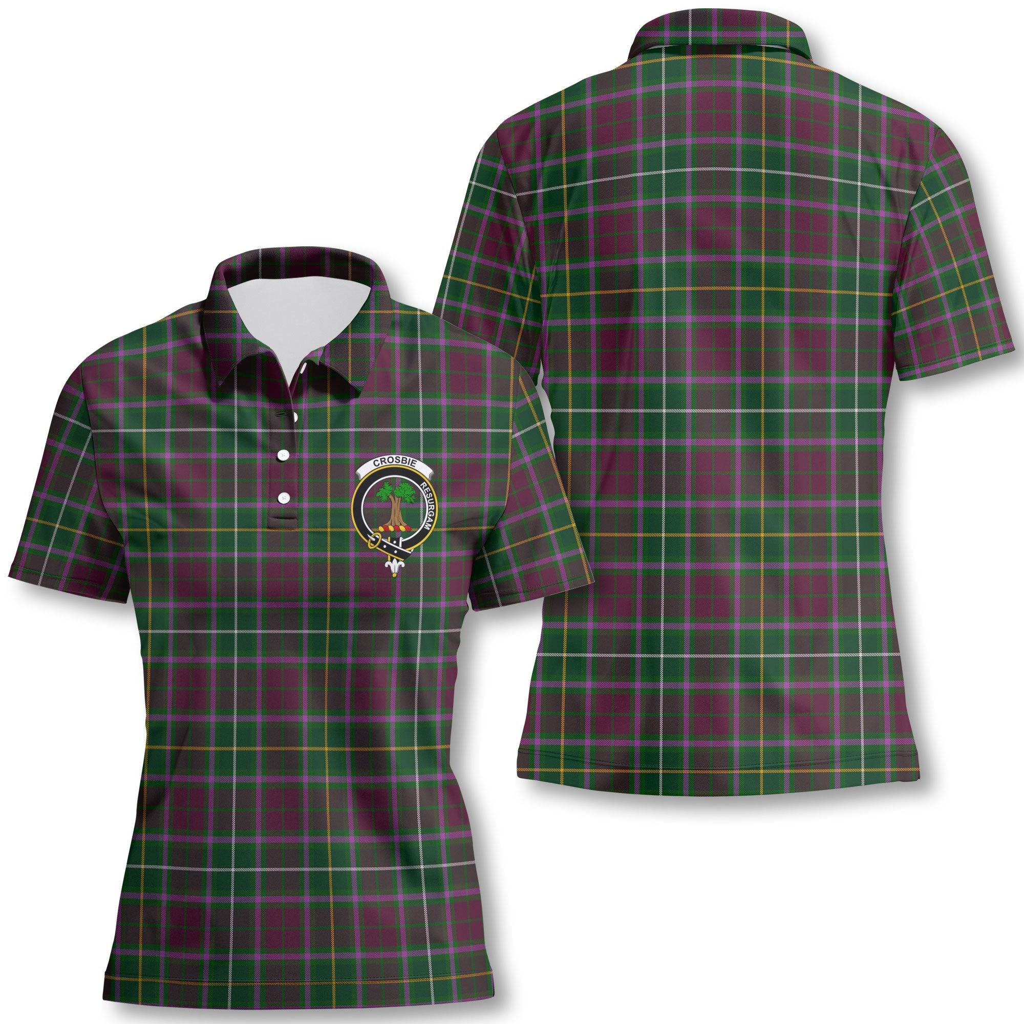 Clan Crosbie Tartan Women Polo Shirt Crest And Plaid Basic Style