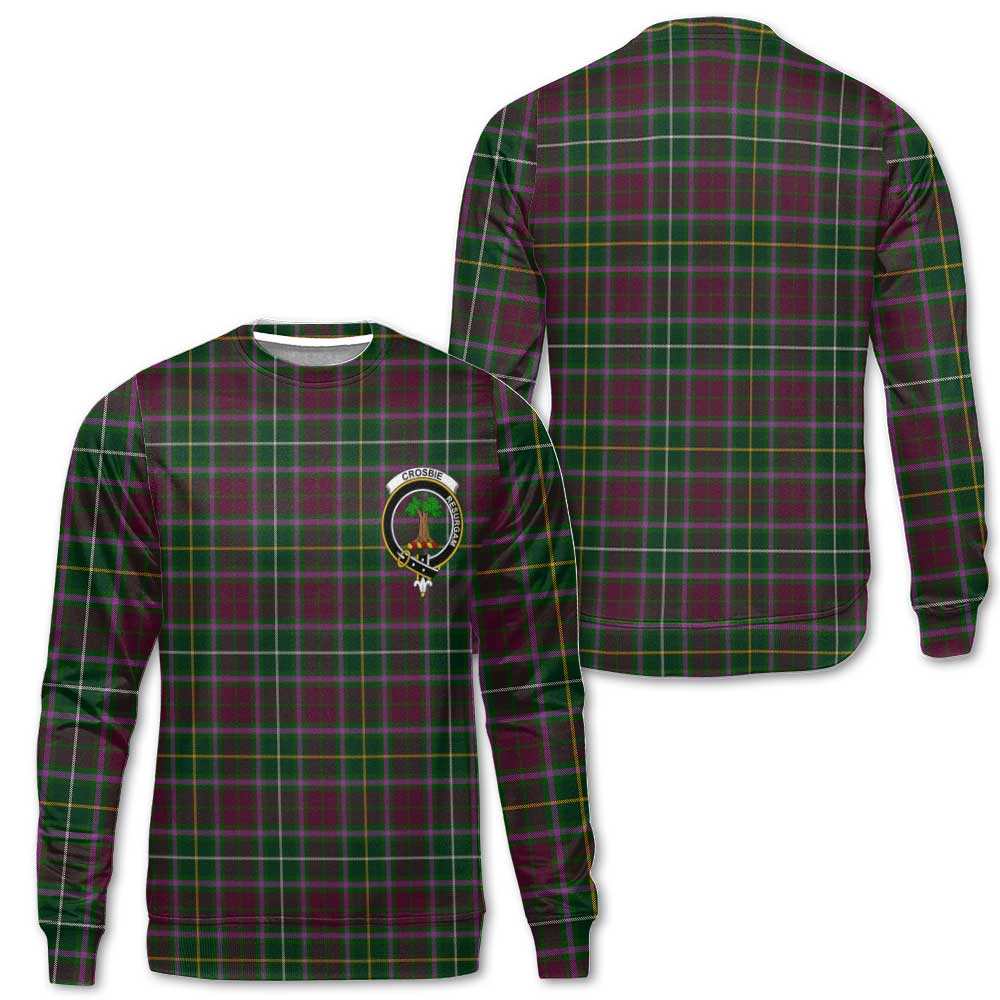 Clan Crosbie Tartan Women Sweatshirt Crest And Plaid Basic Style