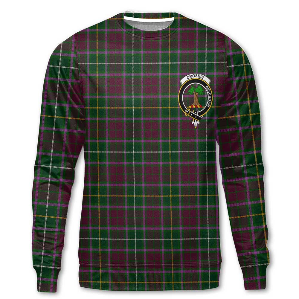 Clan Crosbie Tartan Women Sweatshirt Crest And Plaid Basic Style