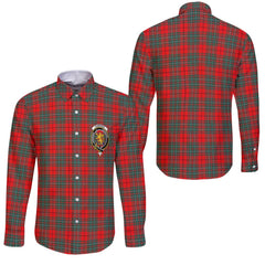 Clan Cumming Tartan Long Sleeve Button Shirt Crest And Plaid Basic Style