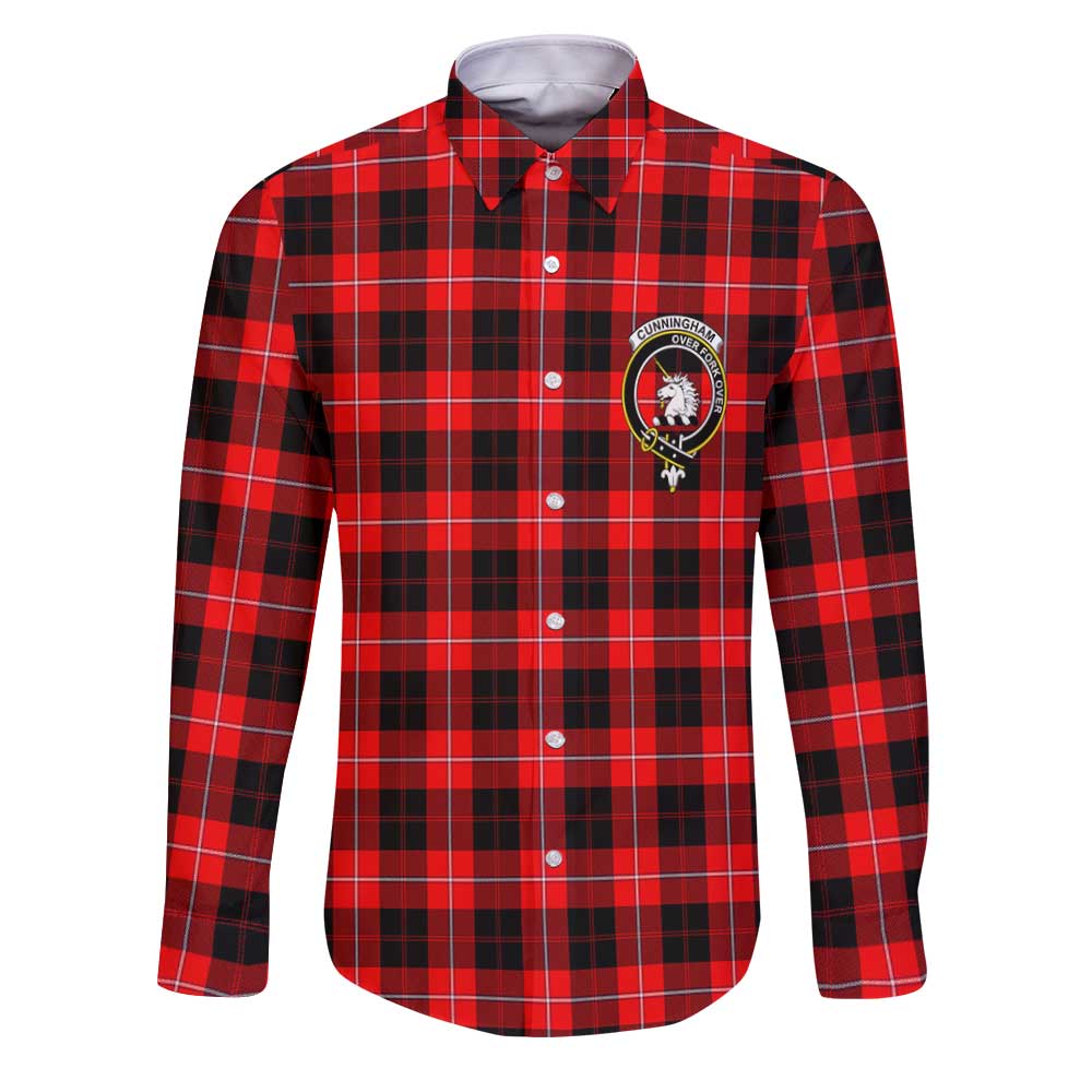 Clan Cunningham Tartan Long Sleeve Button Shirt Crest And Plaid Basic Style