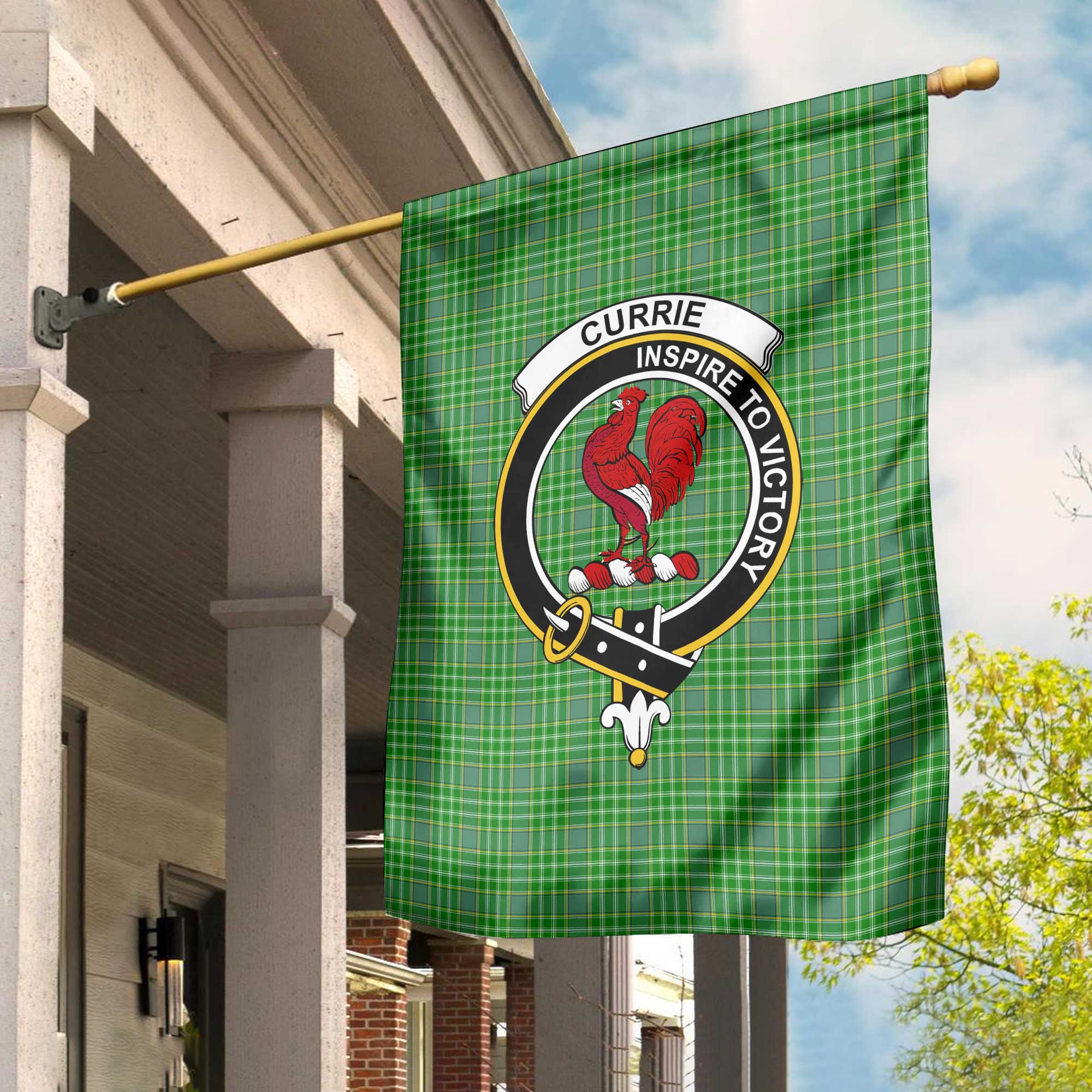 Clan Currie Tartan Garden Flag Crest And Plaid Basic Style
