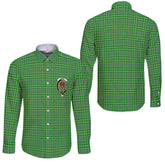 Clan Currie Tartan Long Sleeve Button Shirt Crest And Plaid Basic Style