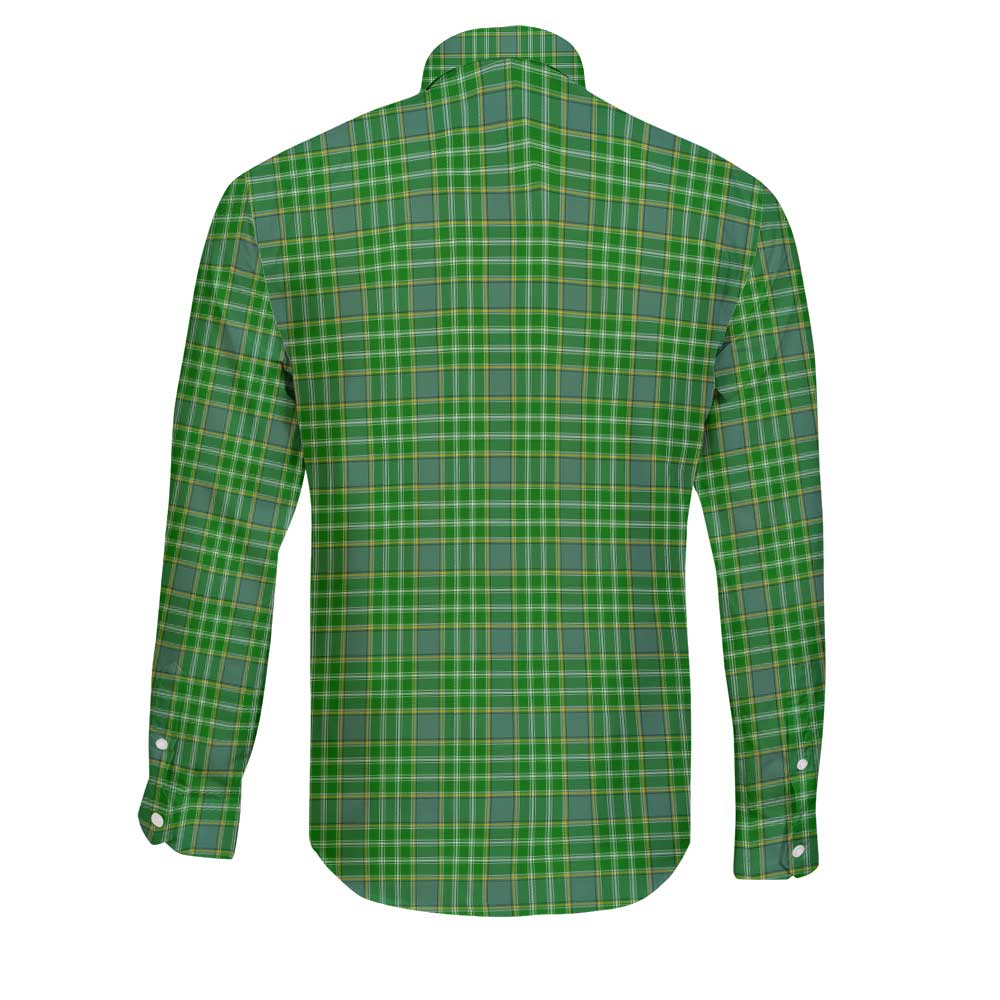Clan Currie Tartan Long Sleeve Button Shirt Crest And Plaid Basic Style