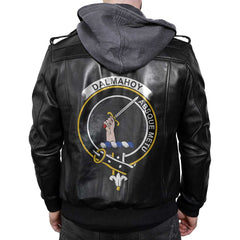Clan Dalmahoy Tartan Zip Leather Jacket Crest And Plaid Basic Style