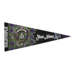 Clan Dalrymple Tartan Felt Pennant Crest And Plaid Basic Style