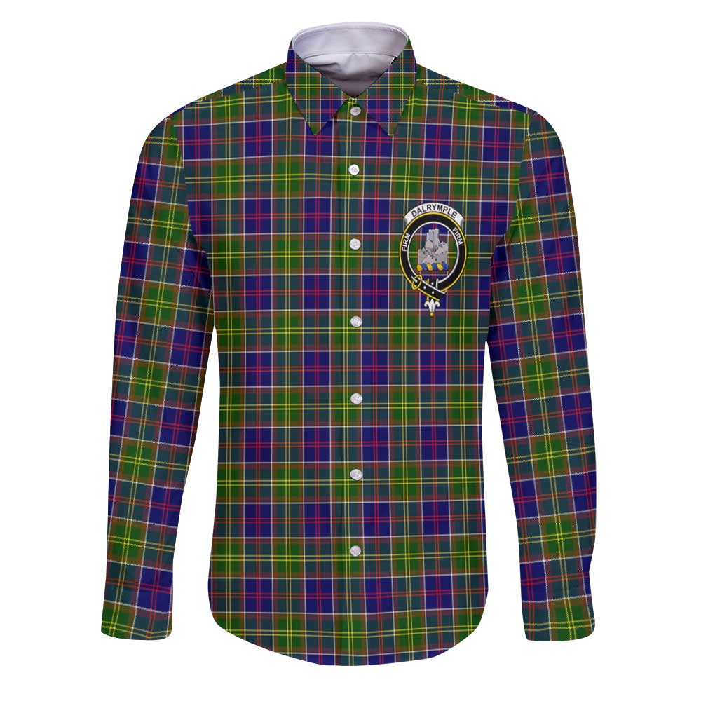 Clan Dalrymple Tartan Long Sleeve Button Shirt Crest And Plaid Basic Style