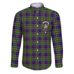 Clan Dalrymple Tartan Long Sleeve Button Shirt Crest And Plaid Basic Style