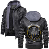 Clan Dalrymple Tartan Zip Leather Jacket Crest And Plaid Basic Style