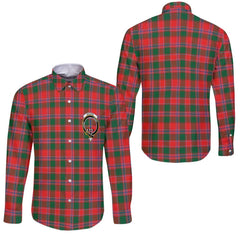 Clan Dalziel Tartan Long Sleeve Button Shirt Crest And Plaid Basic Style