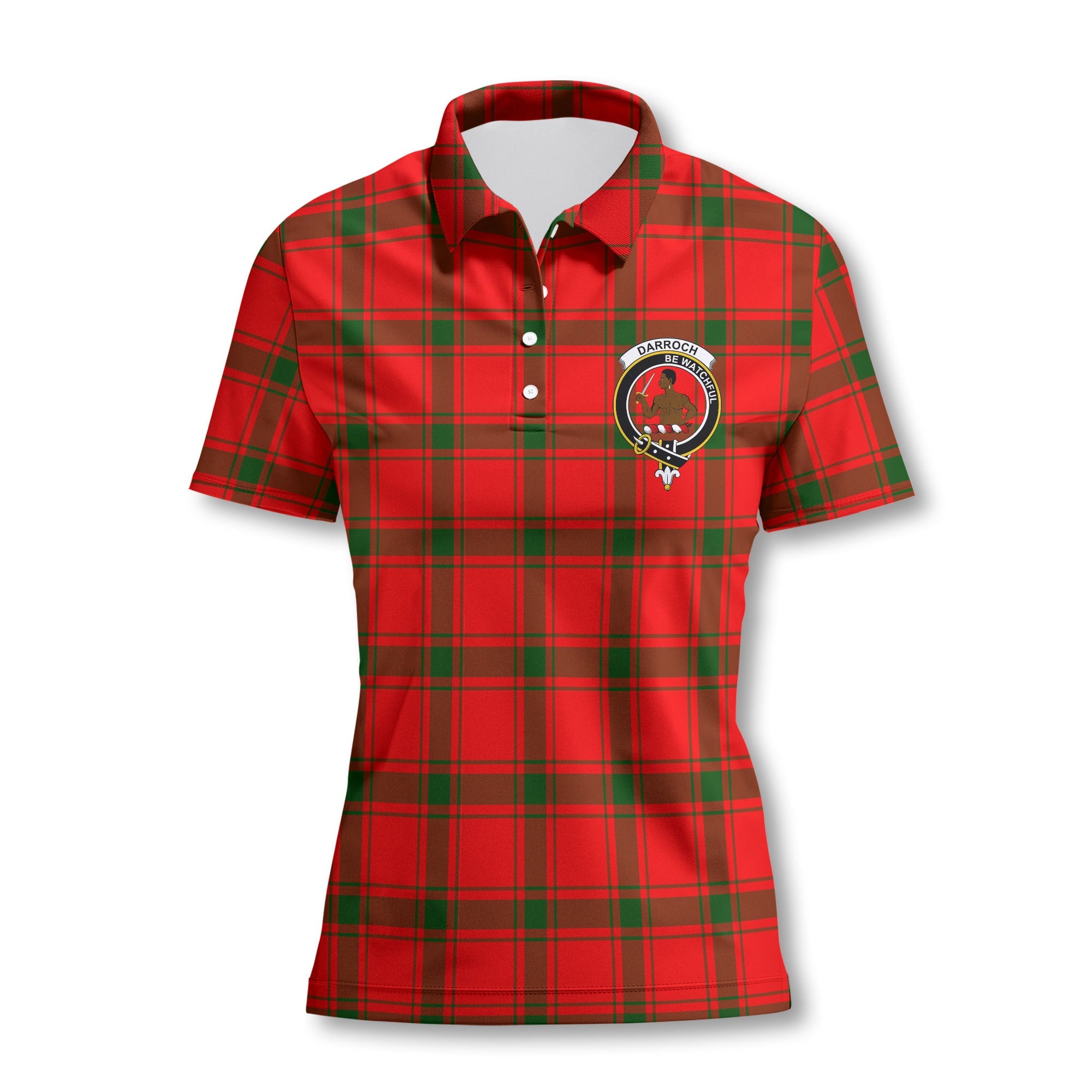 Clan Darroch Tartan Women Polo Shirt Crest And Plaid Basic Style