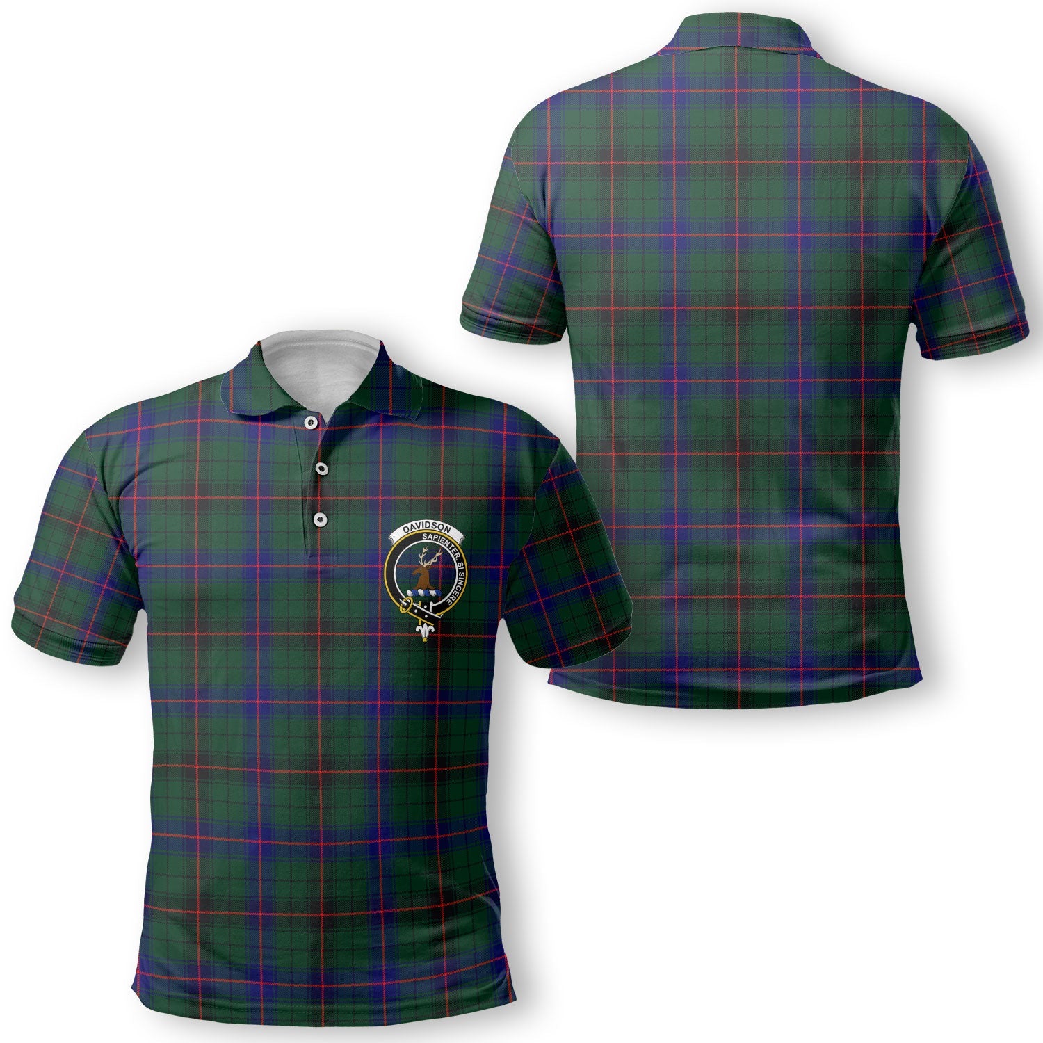 Clan Davidson Tartan Golf Men Polo Shirt Crest And Plaid Basic Style