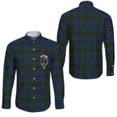 Clan Davidson Tartan Long Sleeve Button Shirt Crest And Plaid Basic Style