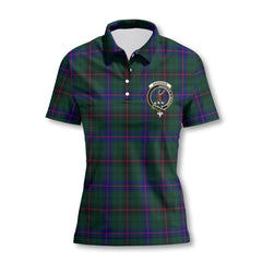 Clan Davidson Tartan Women Polo Shirt Crest And Plaid Basic Style
