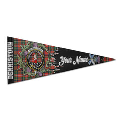 Clan Dennistoun Tartan Felt Pennant Crest And Plaid Basic Style