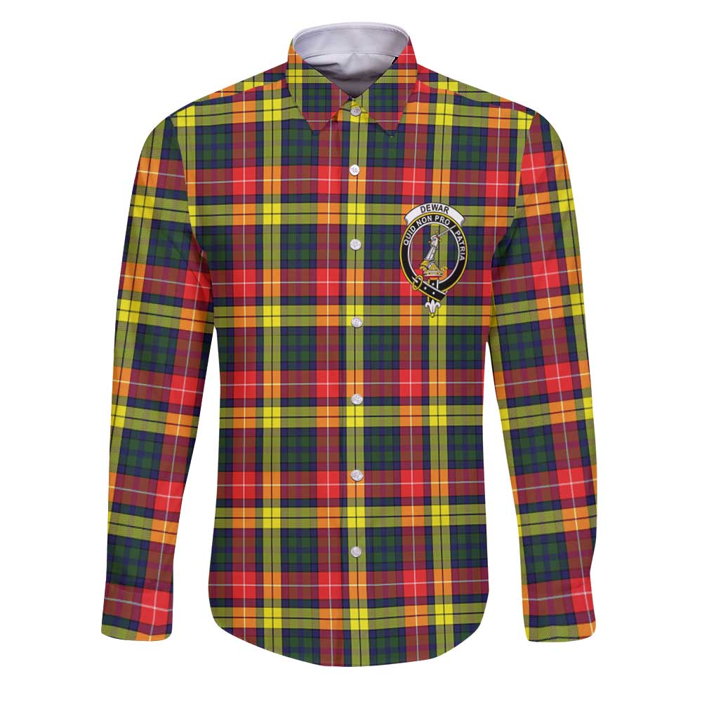 Clan Dewar Tartan Long Sleeve Button Shirt Crest And Plaid Basic Style