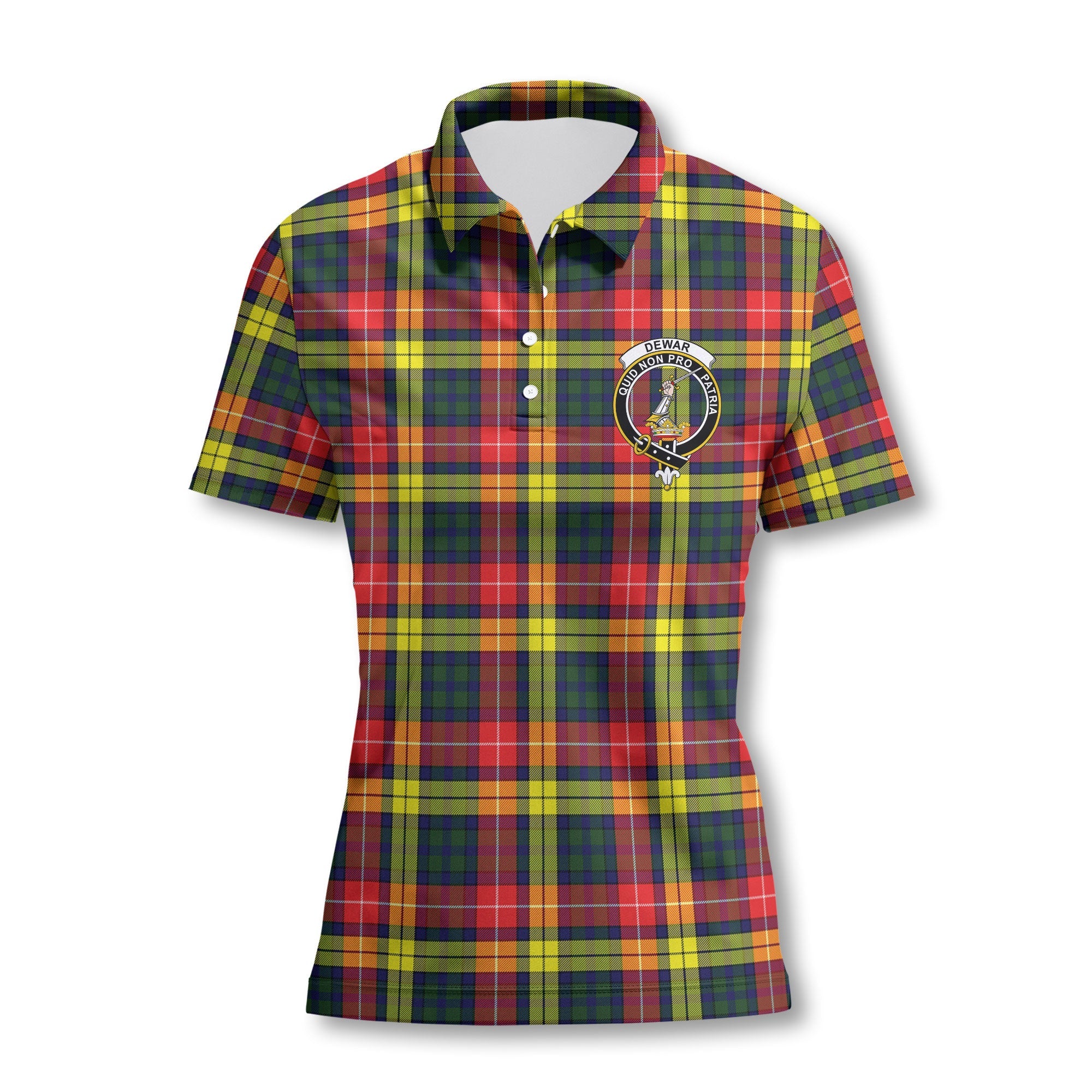 Clan Dewar Tartan Women Polo Shirt Crest And Plaid Basic Style