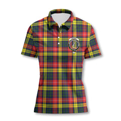 Clan Dewar Tartan Women Polo Shirt Crest And Plaid Basic Style