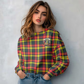 Clan Dewar Tartan Women Sweatshirt Crest And Plaid Basic Style