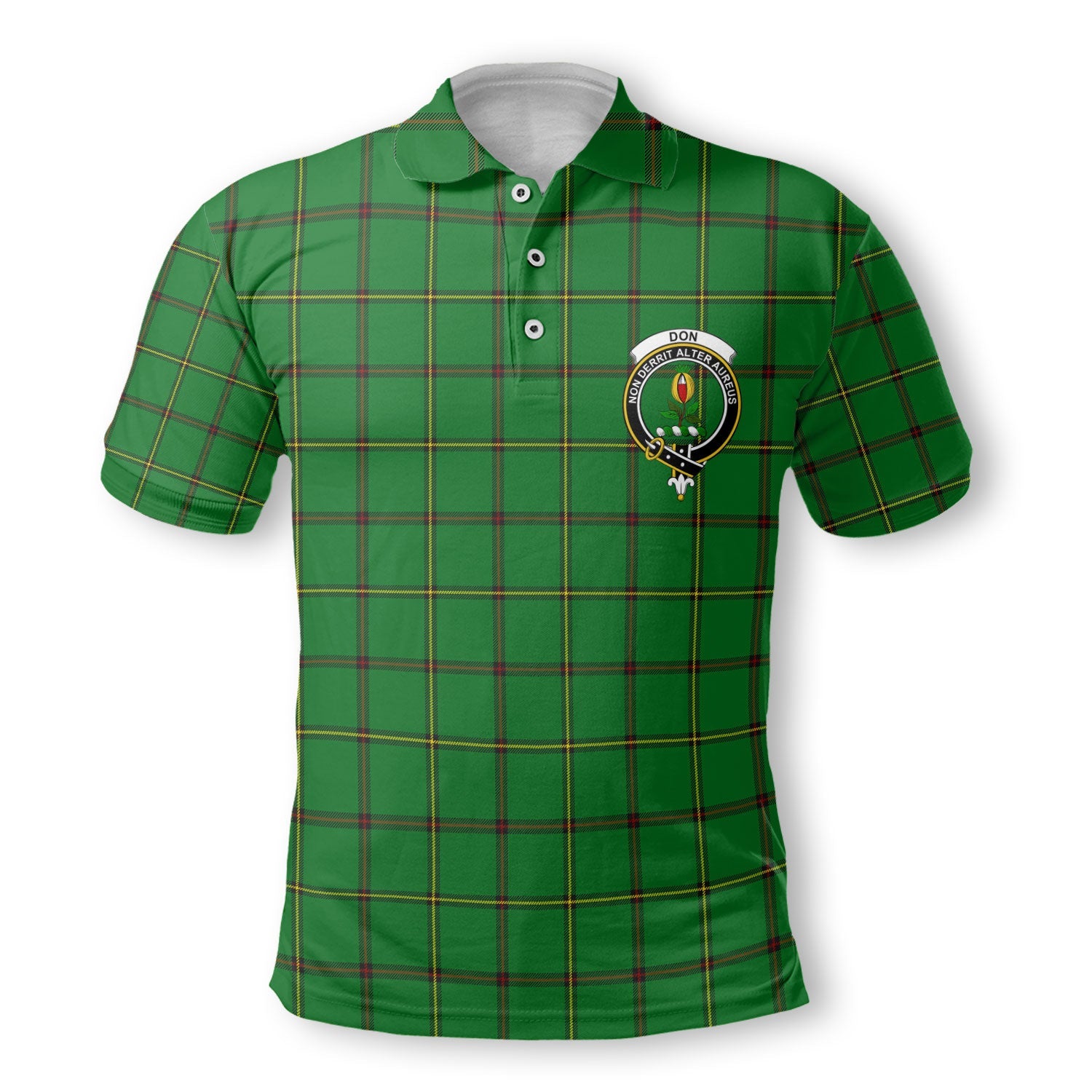 Clan Don Tartan Golf Men Polo Shirt Crest And Plaid Basic Style