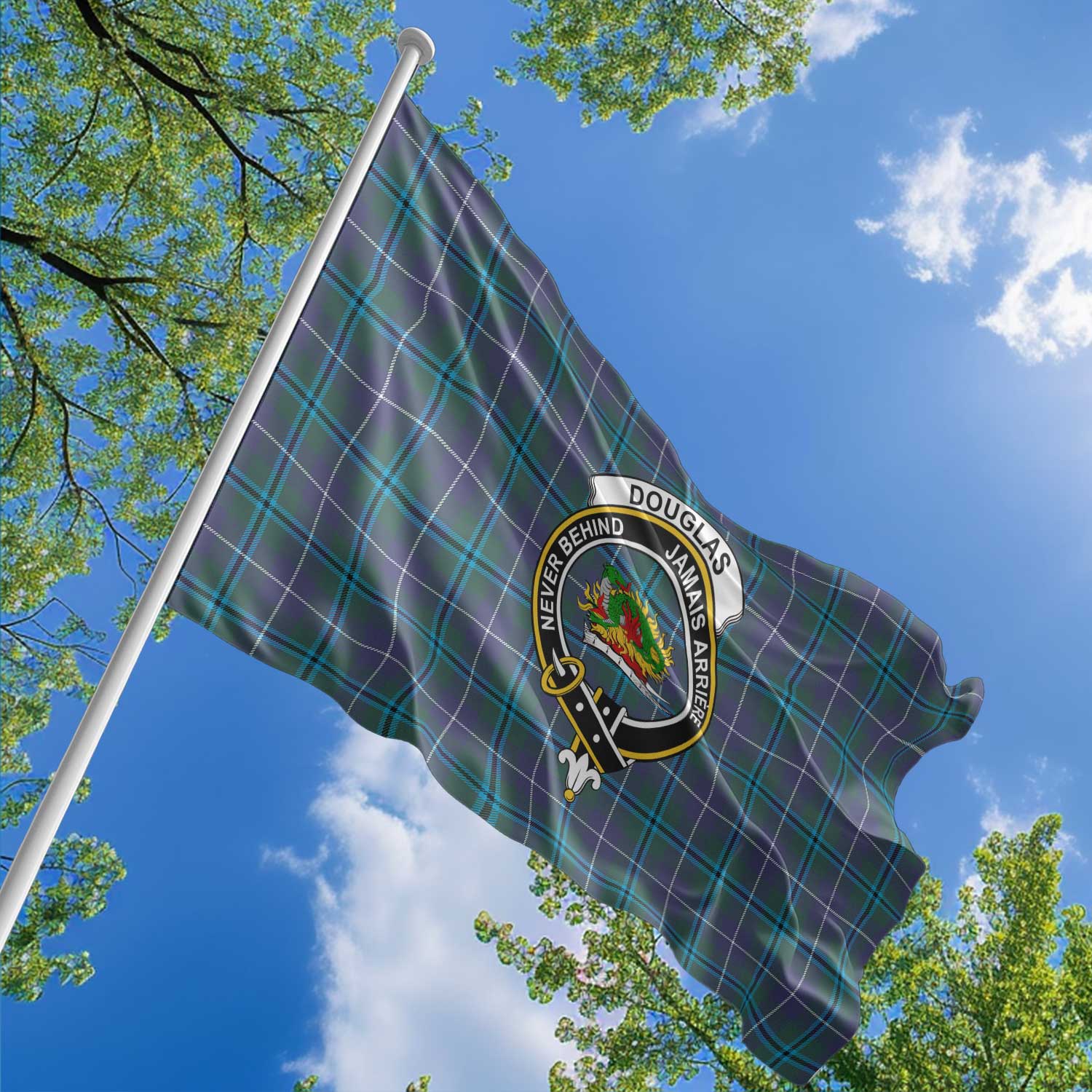 Clan Douglas Tartan Flag Crest And Plaid Basic Style