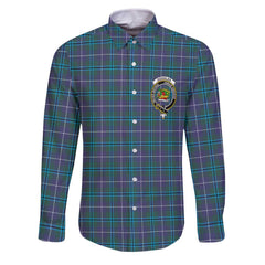 Clan Douglas Tartan Long Sleeve Button Shirt Crest And Plaid Basic Style