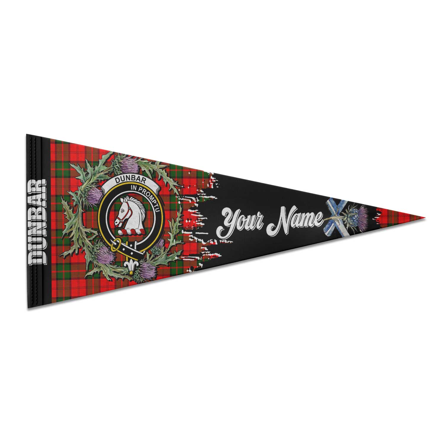 Clan Dunbar Tartan Felt Pennant Crest And Plaid Basic Style