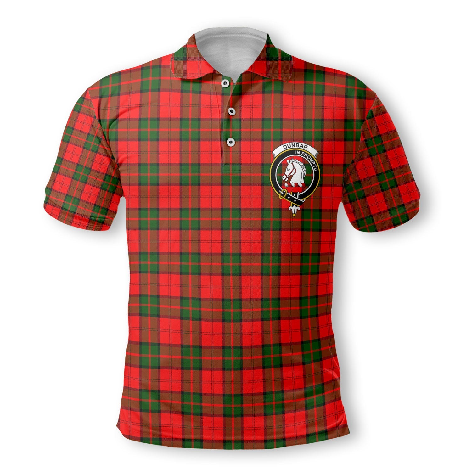 Clan Dunbar Tartan Men Polo Shirt Crest And Plaid Basic Style