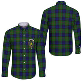 Clan Dundas Tartan Long Sleeve Button Shirt Crest And Plaid Basic Style