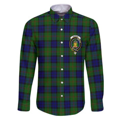 Clan Dundas Tartan Long Sleeve Button Shirt Crest And Plaid Basic Style