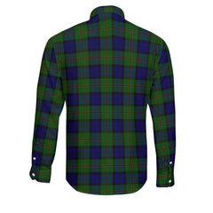 Clan Dundas Tartan Long Sleeve Button Shirt Crest And Plaid Basic Style
