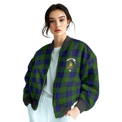 Clan Dundas Tartan Women Bomber Jacket Crest And Plaid Basic Style