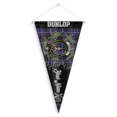Clan Dunlop Tartan Felt Pennant Crest And Plaid Basic Style
