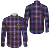Clan Dunlop Tartan Long Sleeve Button Shirt Crest And Plaid Basic Style