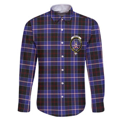 Clan Dunlop Tartan Long Sleeve Button Shirt Crest And Plaid Basic Style