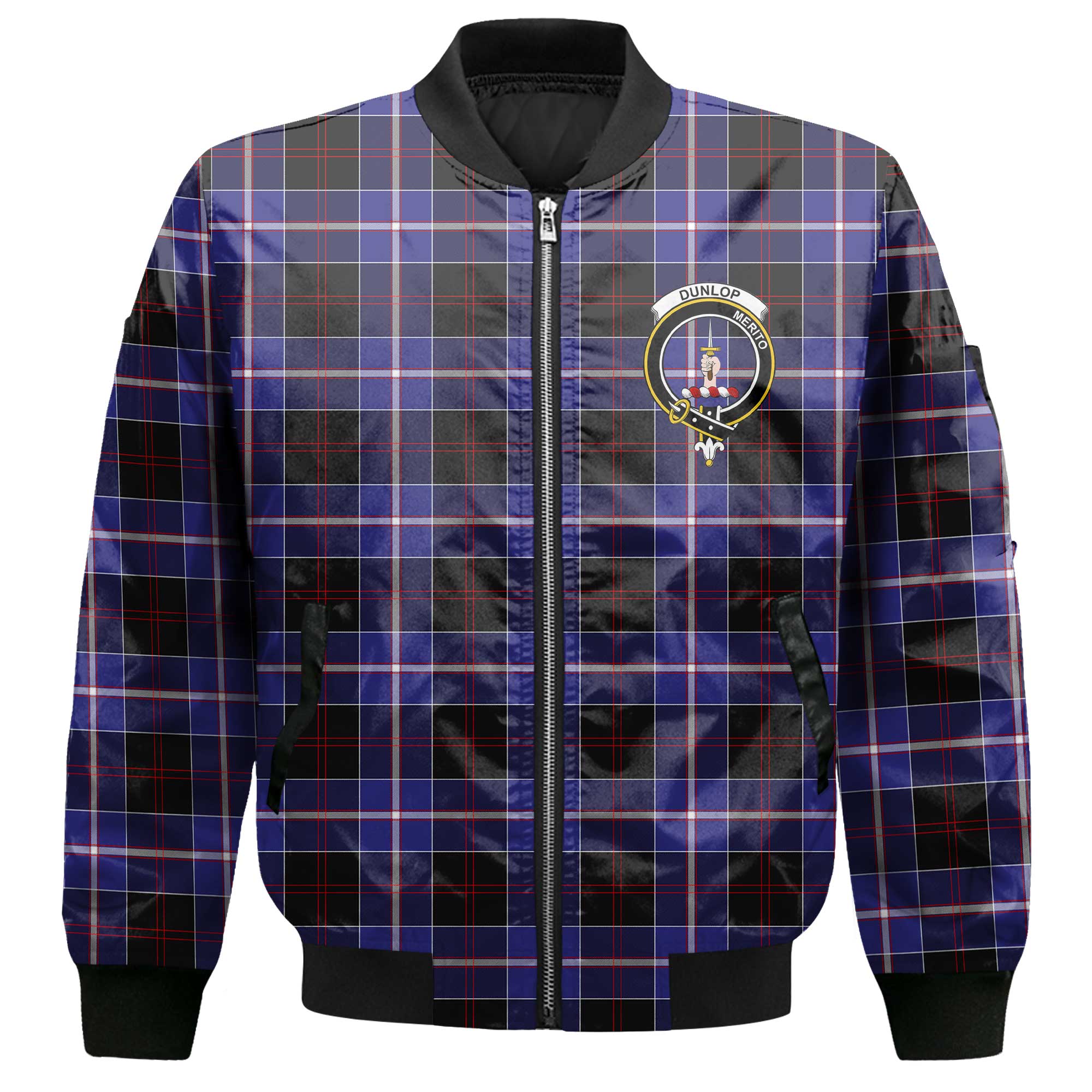 Clan Dunlop Tartan Women Bomber Jacket Crest And Plaid Basic Style