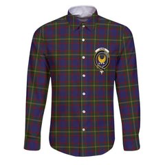 Clan Durie Tartan Long Sleeve Button Shirt Crest And Plaid Basic Style