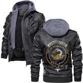 Clan Edmonstone Of Duntreath Tartan Zip Leather Jacket Crest And Plaid Basic Style