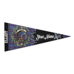 Clan Elliot Tartan Felt Pennant Crest And Plaid Basic Style