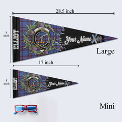 Clan Elliot Tartan Felt Pennant Crest And Plaid Basic Style
