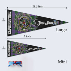 Clan Elphinstone Tartan Felt Pennant Crest And Plaid Basic Style
