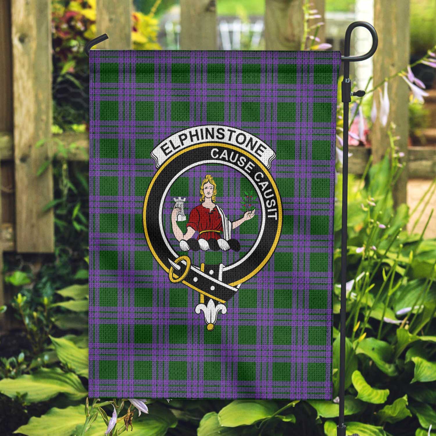 Clan Elphinstone Tartan Garden Flag Crest And Plaid Basic Style