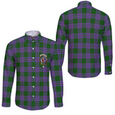 Clan Elphinstone Tartan Long Sleeve Button Shirt Crest And Plaid Basic Style